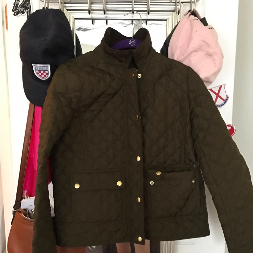 J. Crew Quilted Tack Jacket Moss Green