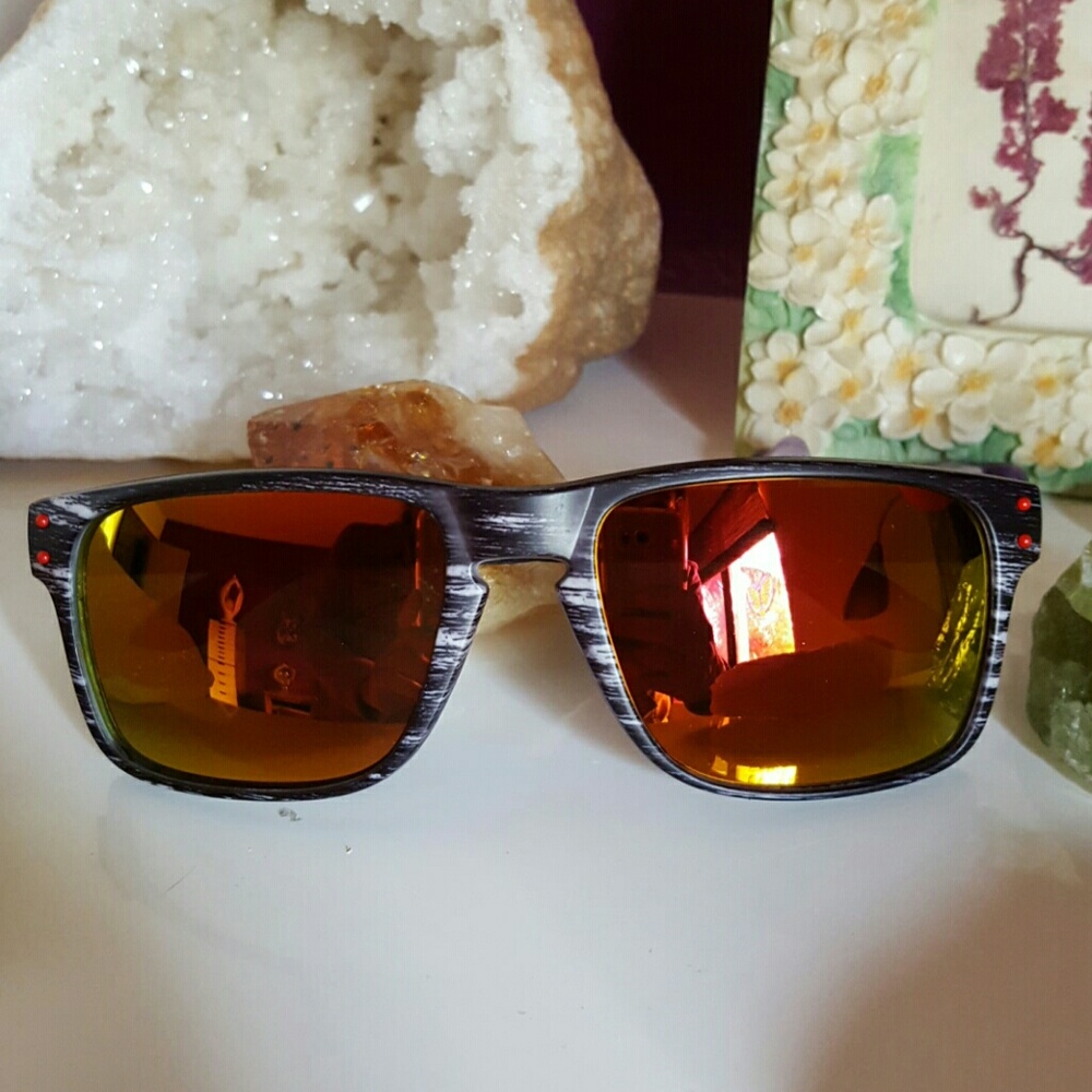 Indie Wood Print Mirror Lens Wayfarer Sunglasses