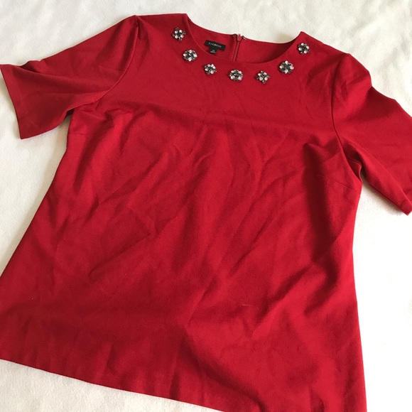 Talbots Tops - Talbots Red Jewel Detailed Collar Blouse