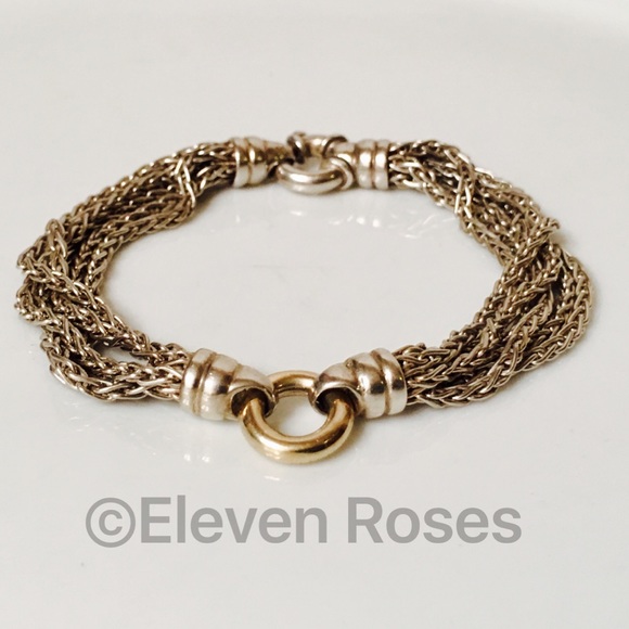 Made In Italy Jewelry - Sterling & 14k Gold Multi Chain O Bracelet Italy