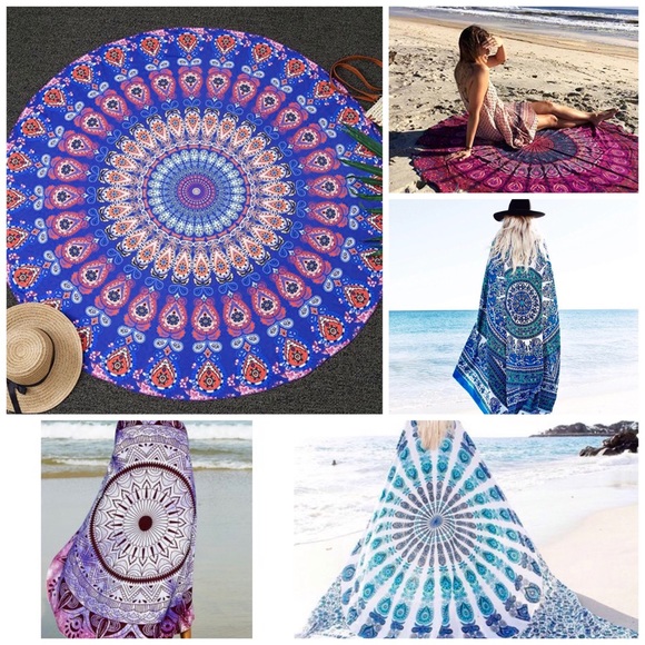 ✨New! Feather Print Bohemian Beach Wrap/Cover Up - Picture 1 of 4