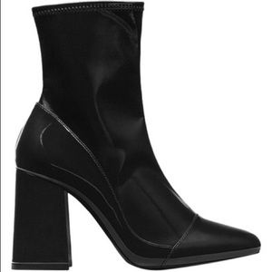 Patent Leather Sock Style High Heel Ankle Boots
