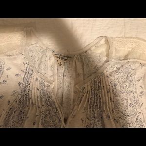 Lucky Brand cream and soft blue shirt