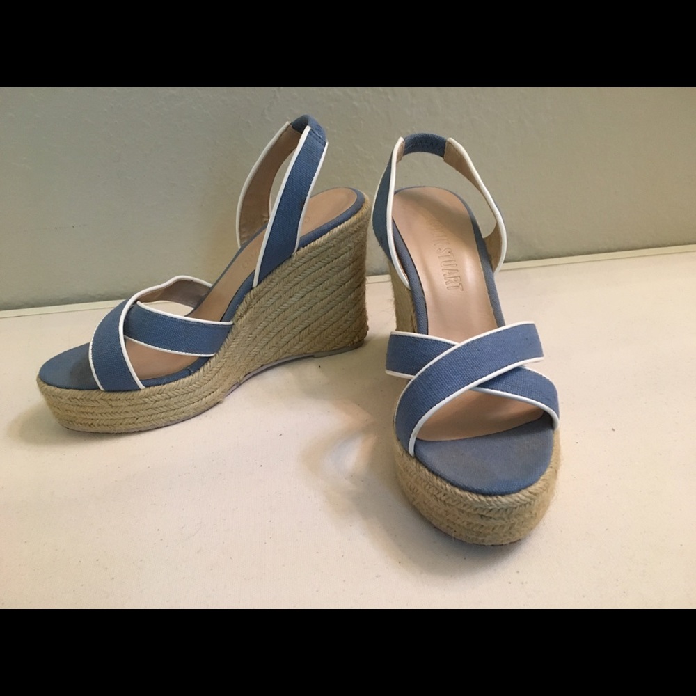 VS Colin Stewart Blue Espadrille Wedges Size 7