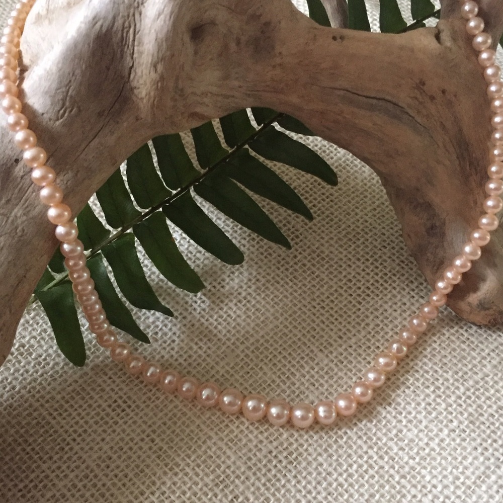 NWT L Pink Fresh Water & S Silver Pearl Necklace