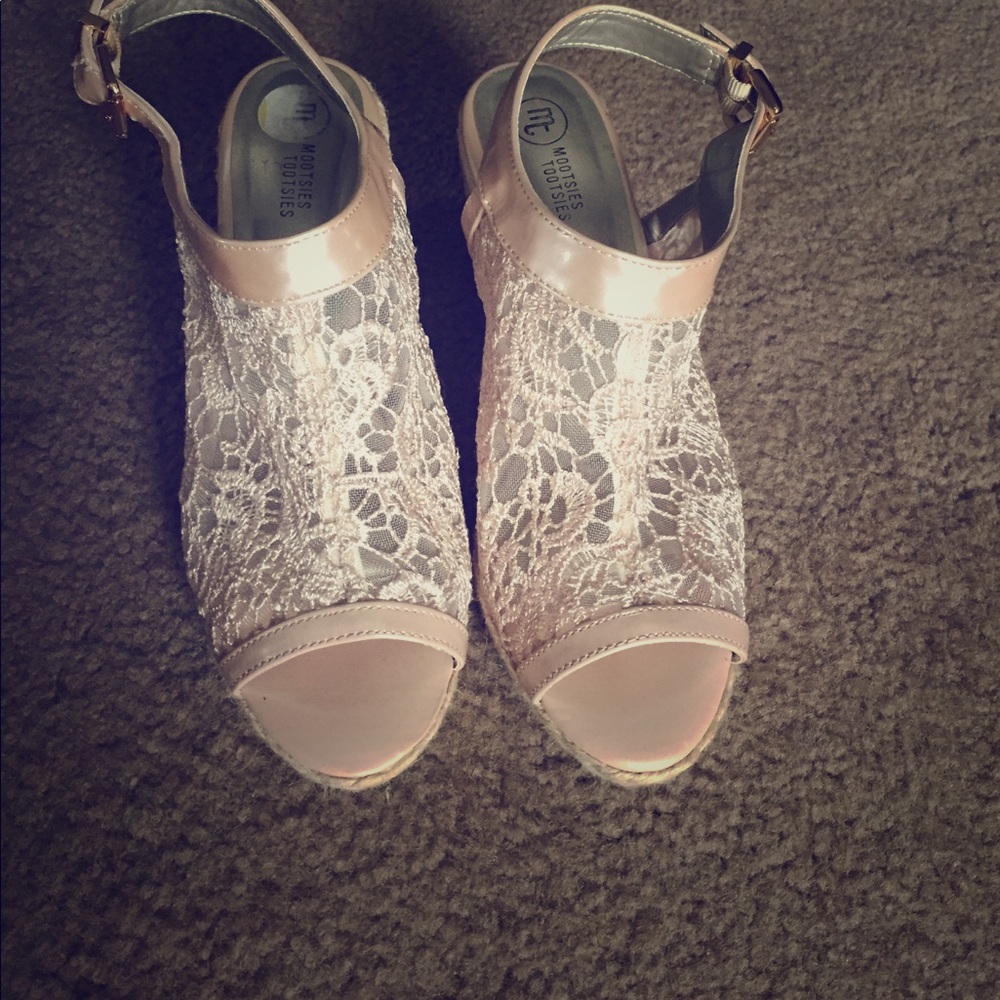 Pink Lace Wedges