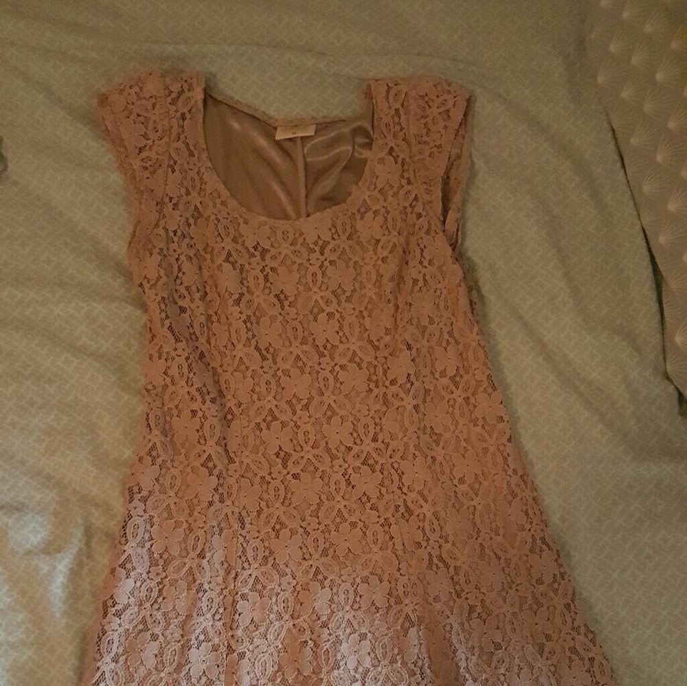 Lovely beige lace mini dress