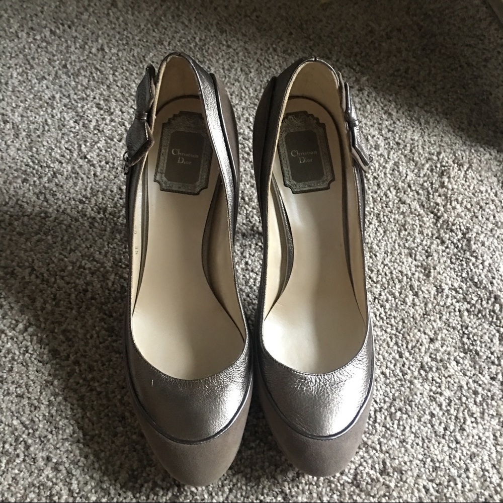 Christian Dior tawny suede and leather heels