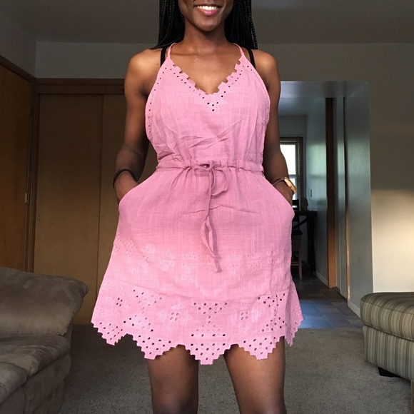 Mauve Embroidered Strappy Tie-Waist Dress - Picture 8 of 8