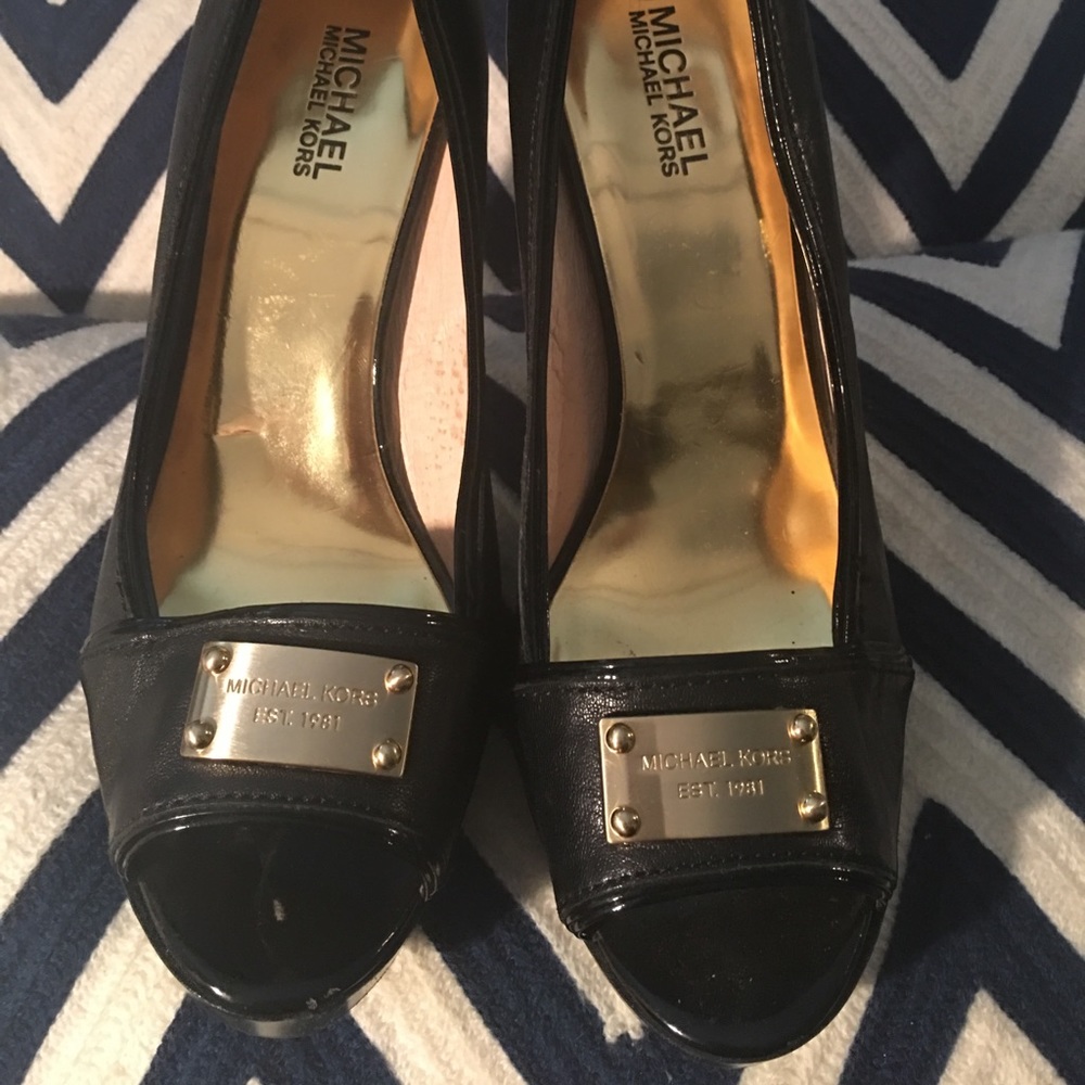 Michael Kors Leather Open Toe Platform Stilleto