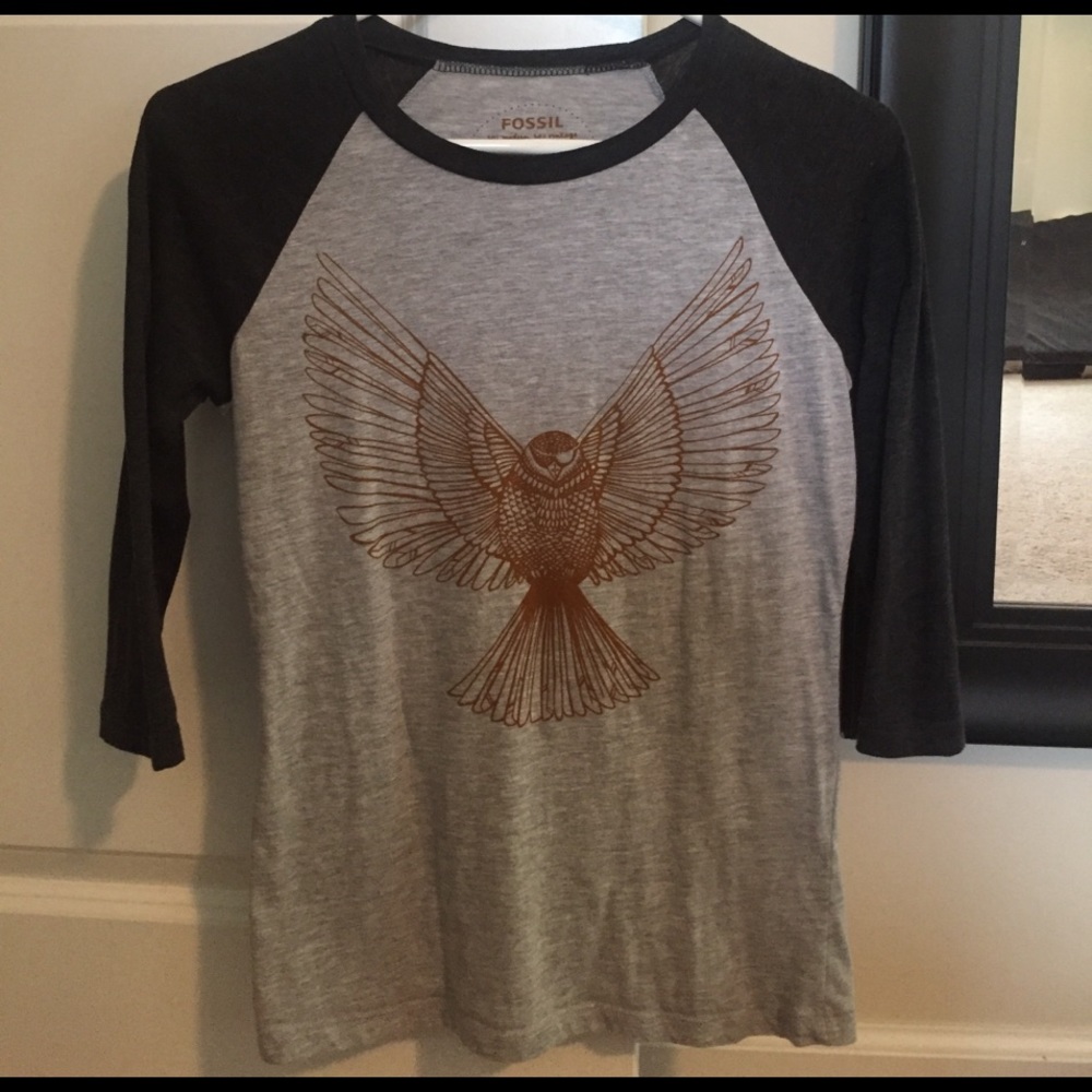 Half sleeve baseball tshirt with bird graphic