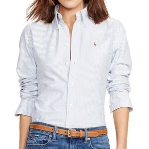 Collared Pinstripe Oxford Polo | Ralph Lauren