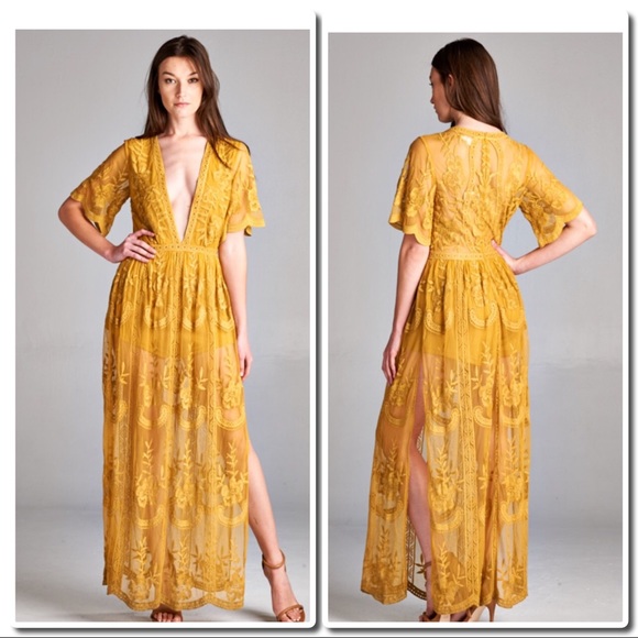 Dresses & Skirts - EMBROIDERED LACE MAXI DRESS