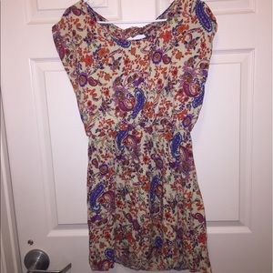 Tan/Floral Pattern Women's Mini dress