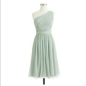 J Crew One Shoulder Midi Dress Sage Green