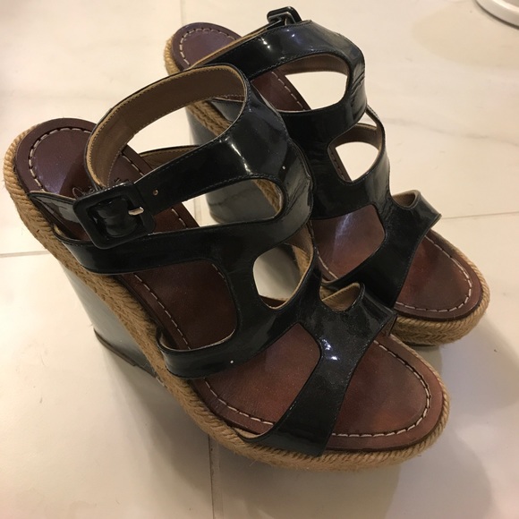 Christian louboutin black wedges sz 36 - Picture 2 of 5