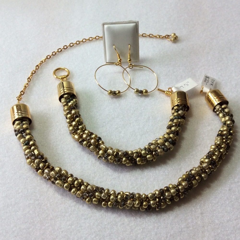 FINAL SALE PRICE Rich Golden Braided Jewelry Set