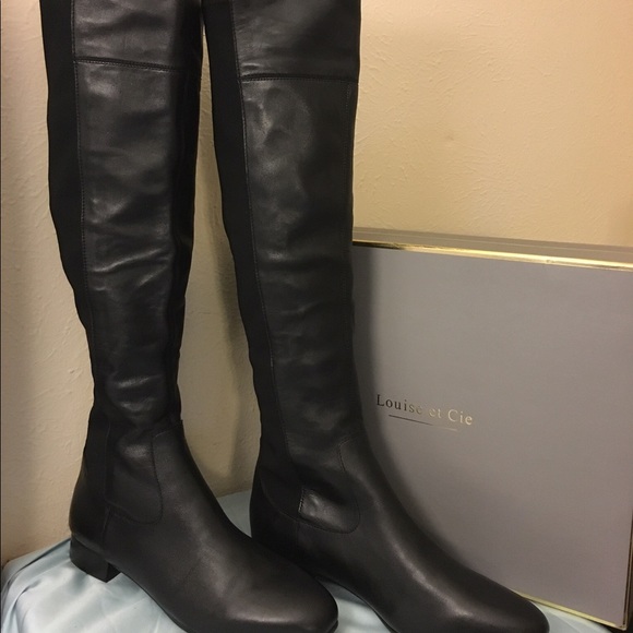 [Louise Et Cie]  Over the Knee Black Leather Boots - Picture 2 of 6