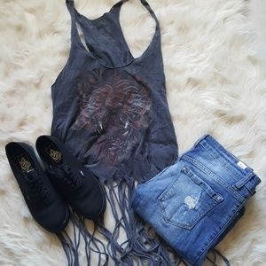 Tiger fringe tank top