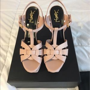 YSL Pale Pink Leather Tribute Heels 9.5