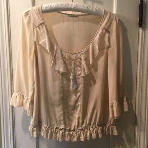 Leifsdottir Cream scoop neck blouse