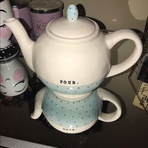 Rae Dunn "pour" teapot, summer edition, Polkadot