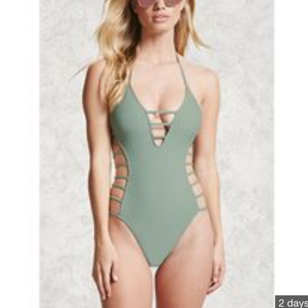 NBW new forever 21 caged one piece halter swimsuit