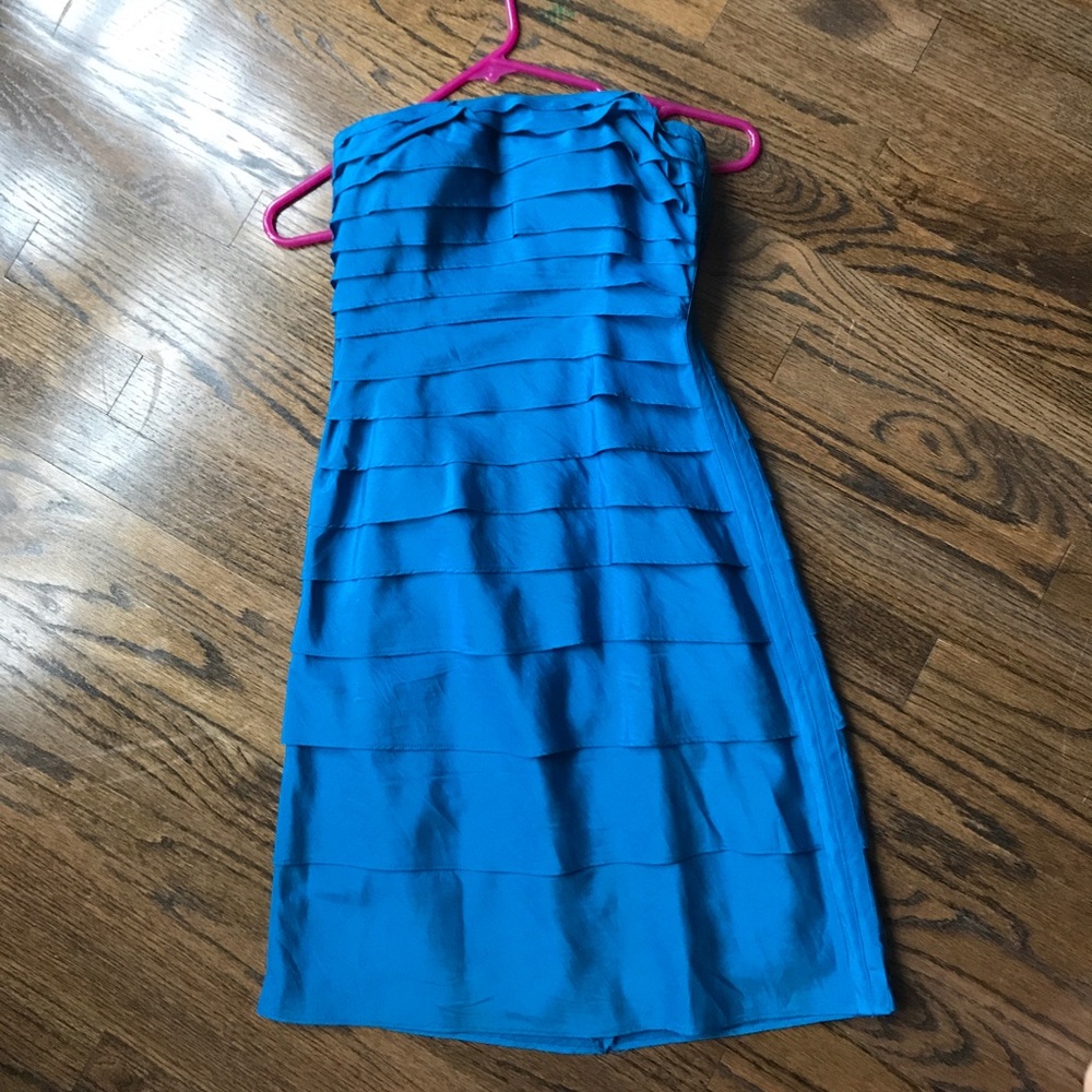 Blue Antonio Melani strapless blue dress.