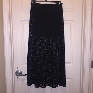 Black Lace Women's Maxi Skirt