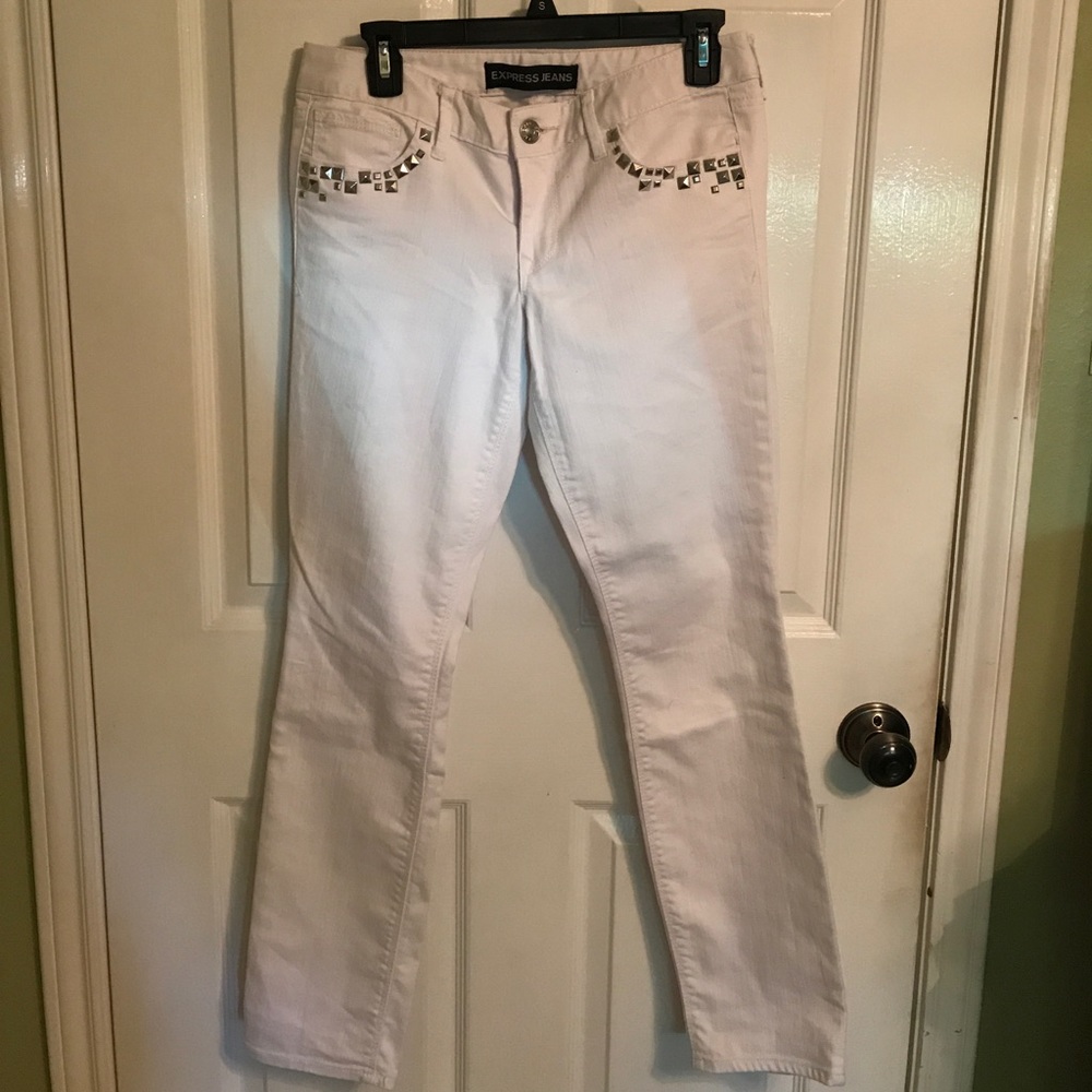 White Express denim with silver studs