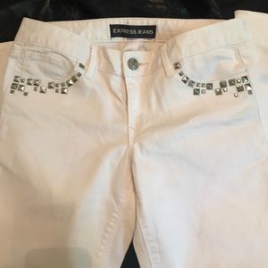 White Express denim with silver studs