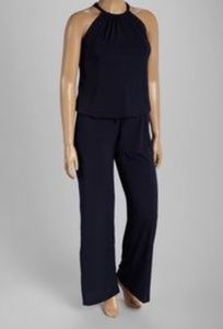 Navy Drawstring Pantsuit Romper