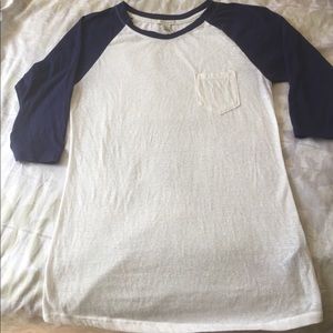 Blue and white baseball t-shirt