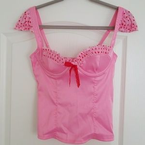 VS bustier cap sleeve/ruffle detail