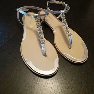 Coconuts Glisten T strap sandal, silver, size 8