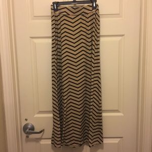 Tan and Black Striped Women's Maxi Skirt