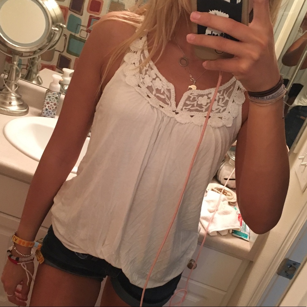 white embroidered tank