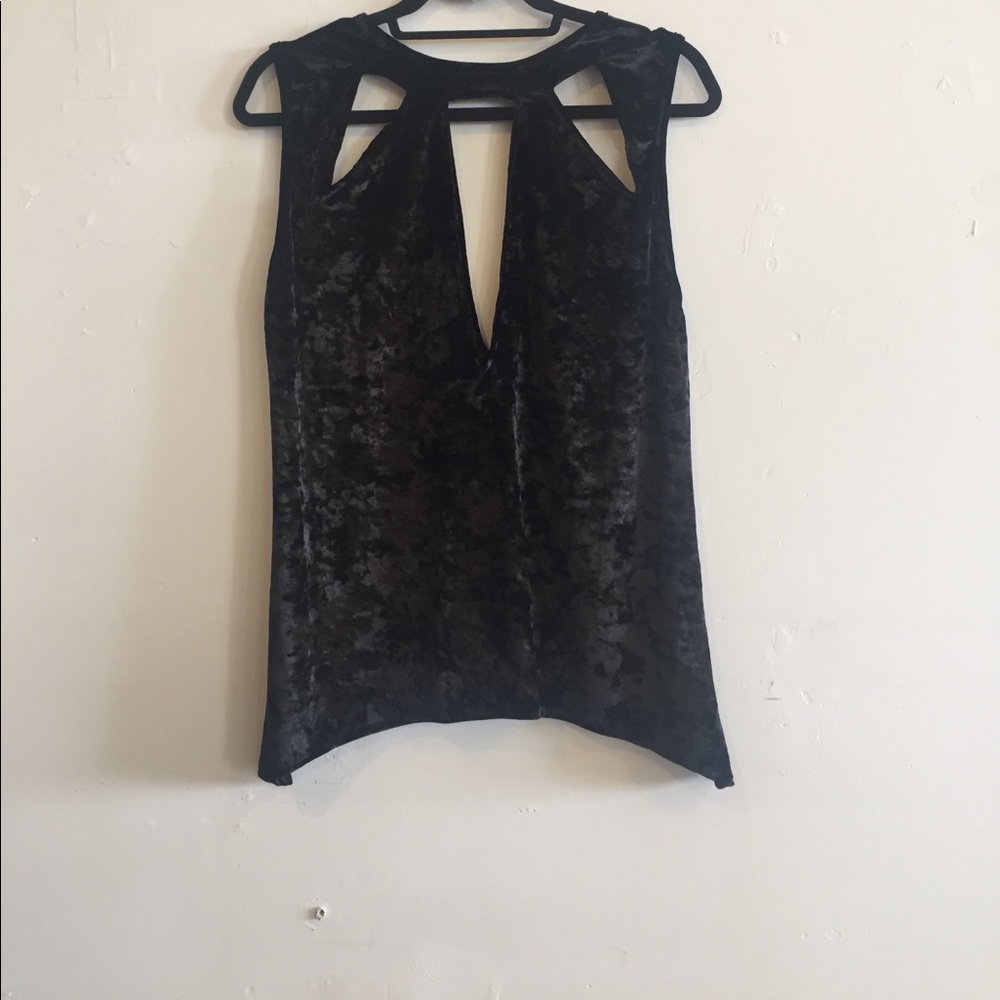 Black velvet cut out tank top