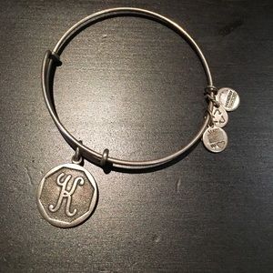 Alex and ani K initial bracelet bangle silver