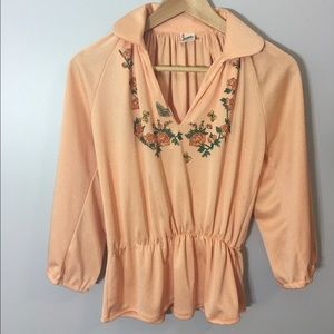 Vintage 1960s peach flower blouse