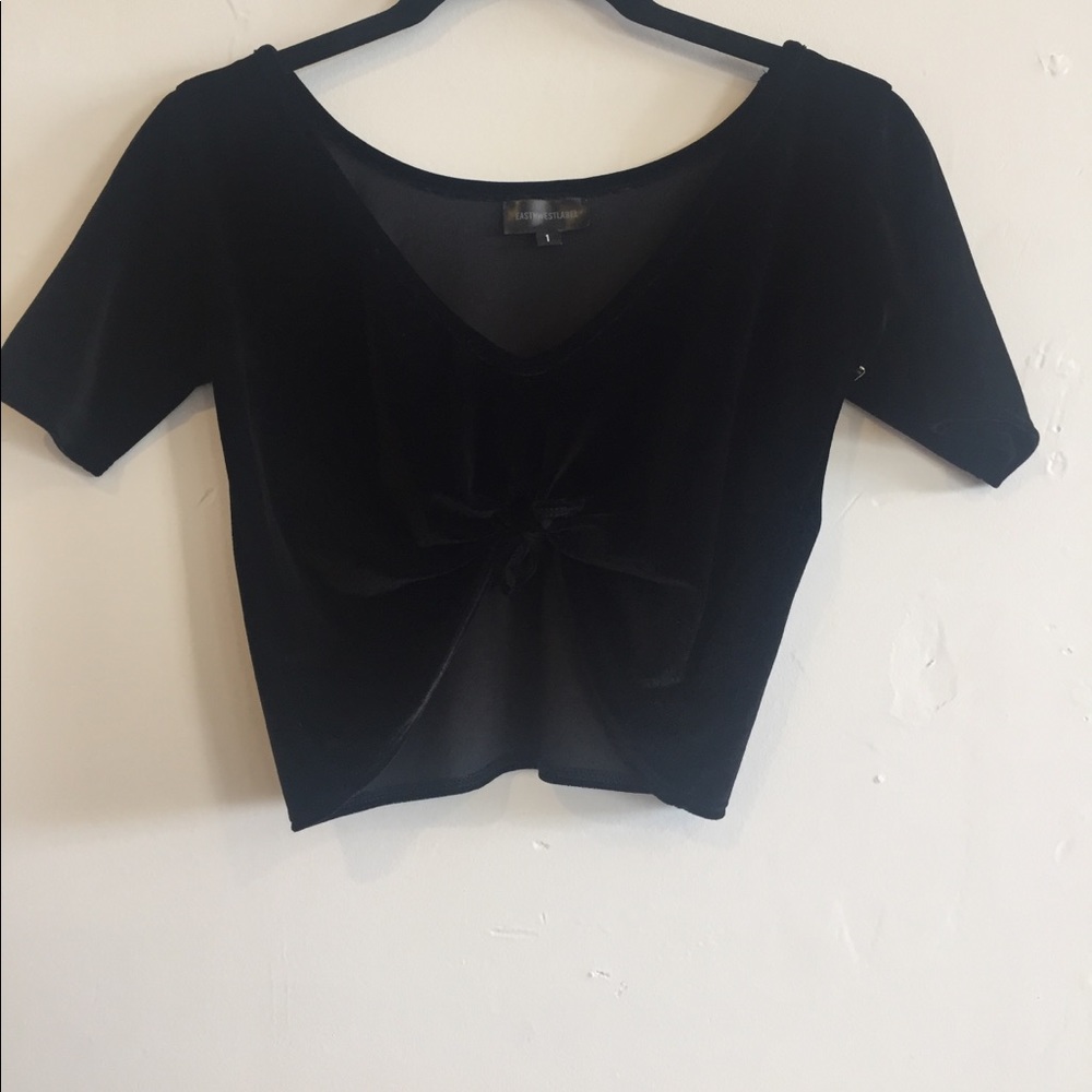 Black velvet tied crop top