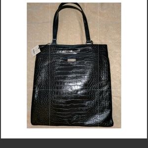 Cole Haan Marcy Tote Black Croc Leather Print !!!