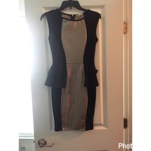 Black & Gold Peplum Dress