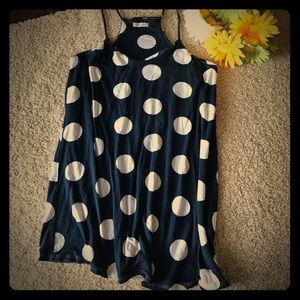 Navy & White Polka Dot Tank, Sz M