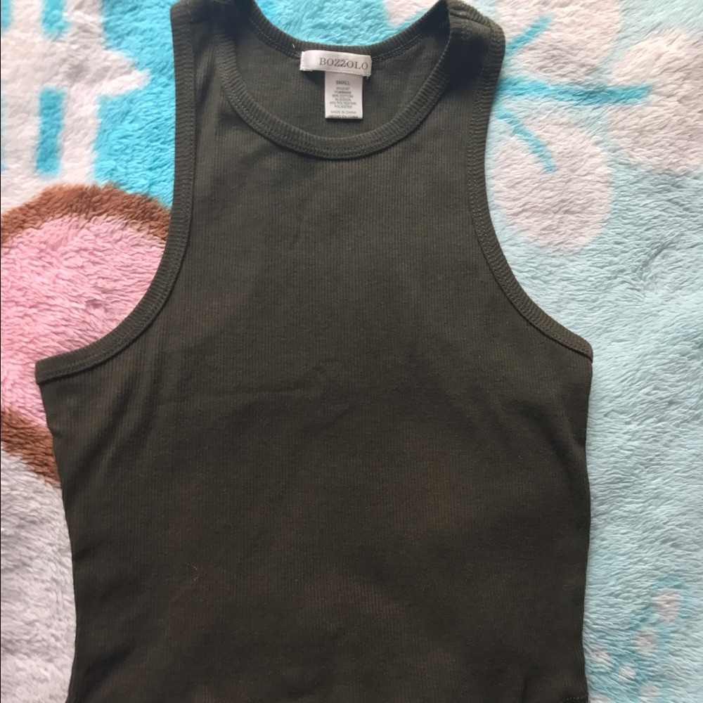 Olive Green racerback crop top