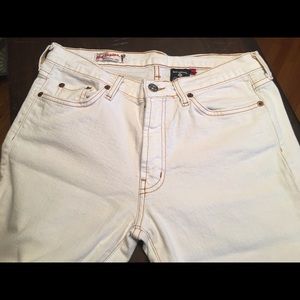 Red Engine white denim Jeans