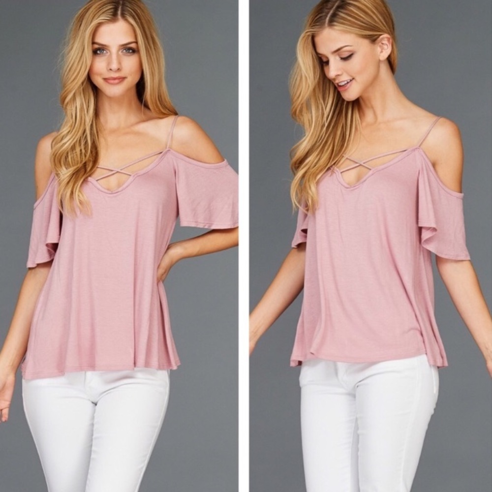Off the Shoulder Top dusty rose