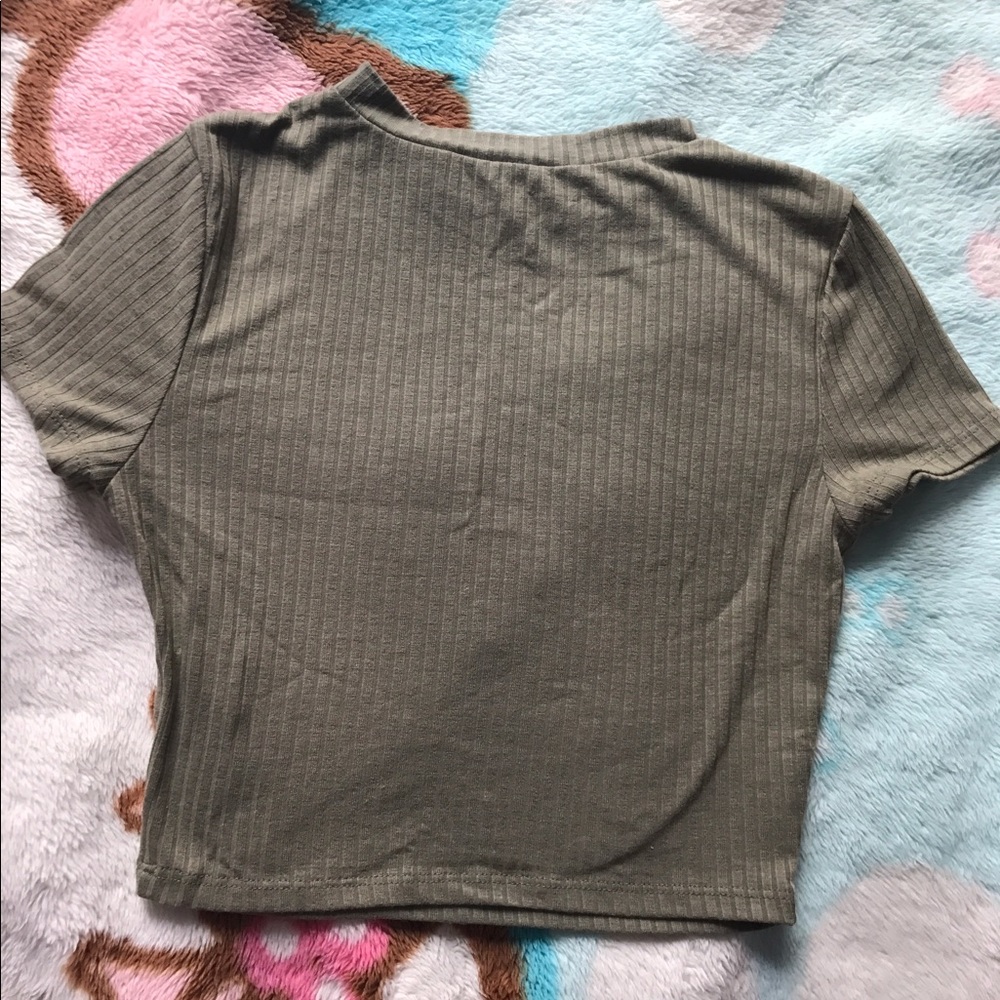 Olive green ribbed crop top - Picture 2 of 2