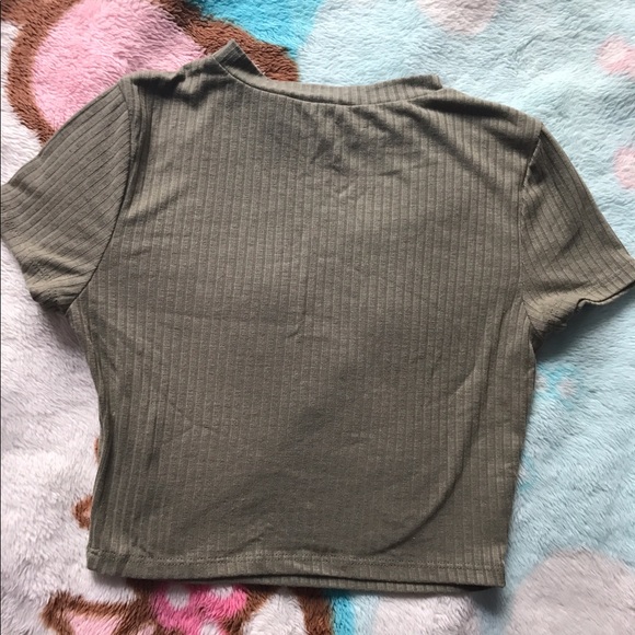 Olive green ribbed crop top - Picture 2 of 2