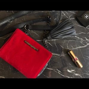 Steve Madden Red Velvet Crossbody Clutch